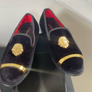 Elanroman Black and Gold Men's Loafers
